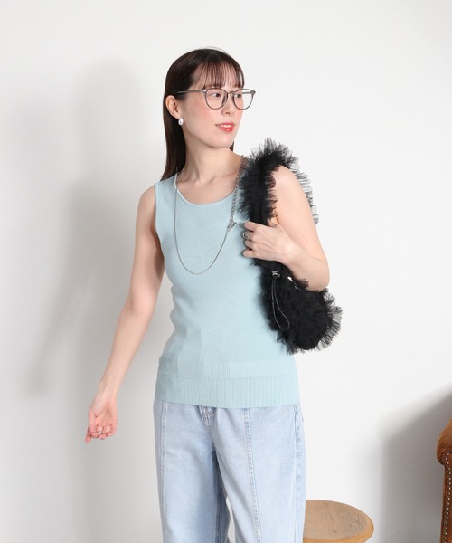 cepo（セポ）の「〈前後2way〉ソウバリ裾デザインパイピングタンクトップ（タンクトップ・レディース・ブラック/オフホワイト/グレー/ラベンダー/チャコール/サックスブルー・M）」の12枚目の写真