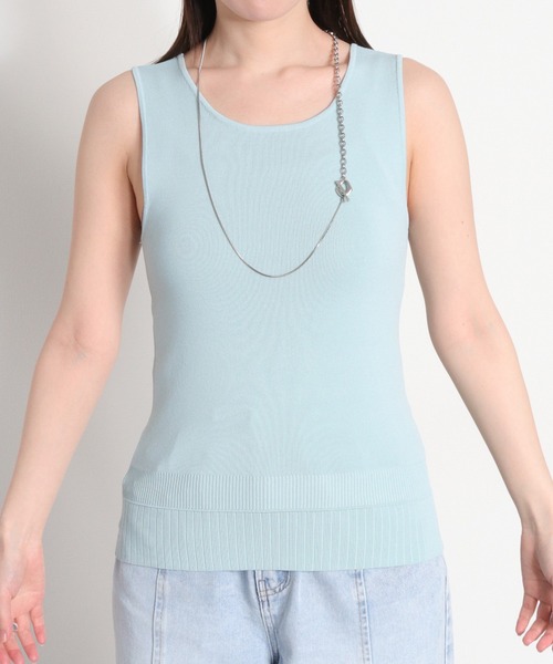 cepo（セポ）の「〈前後2way〉ソウバリ裾デザインパイピングタンクトップ（タンクトップ・レディース・ブラック/オフホワイト/グレー/ラベンダー/チャコール/サックスブルー・M）」の14枚目の写真