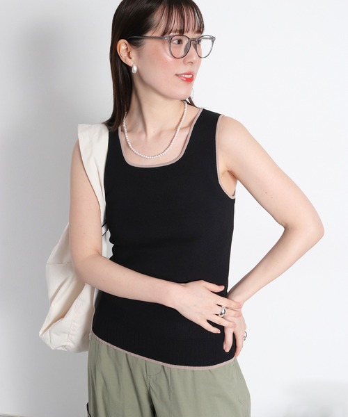 cepo（セポ）の「〈前後2way〉ソウバリ裾デザインパイピングタンクトップ（タンクトップ・レディース・ブラック/オフホワイト/グレー/ラベンダー/チャコール/サックスブルー・M）」の21枚目の写真