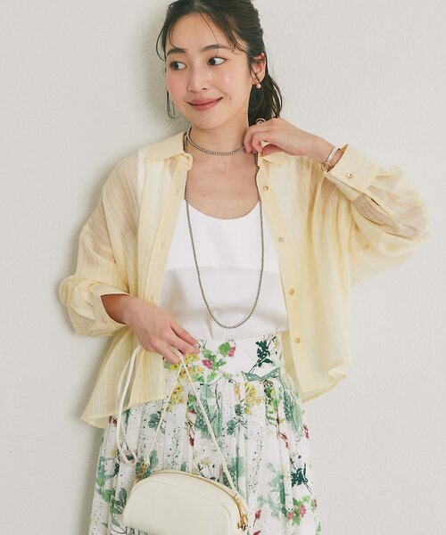 ストライプシアークロップドシャツ（シャツ/ブラウス）｜La boutique