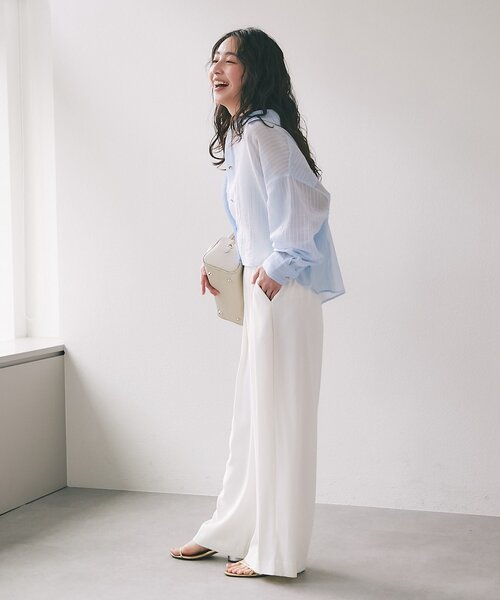 ストライプシアークロップドシャツ（シャツ/ブラウス）｜La boutique