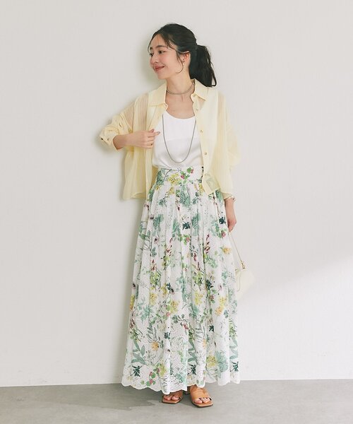 La boutique BonBon(ラブティックボンボン)の「【日焼け・冷房対策に】ストライプシアークロップドシャツ(シャツ/ブラウス・レディース・イエロー/ホワイト/サックスブルー・FREE)」の16枚目の写真