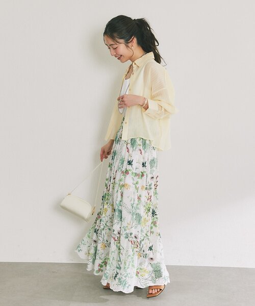La boutique BonBon(ラブティックボンボン)の「【日焼け・冷房対策に】ストライプシアークロップドシャツ(シャツ/ブラウス・レディース・イエロー/ホワイト/サックスブルー・FREE)」の17枚目の写真