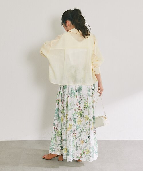 La boutique BonBon(ラブティックボンボン)の「【日焼け・冷房対策に】ストライプシアークロップドシャツ(シャツ/ブラウス・レディース・イエロー/ホワイト/サックスブルー・FREE)」の18枚目の写真