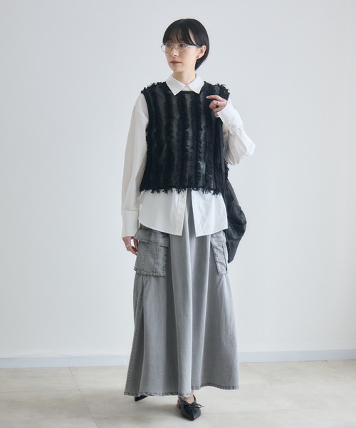 Paradise Picnic(パラダイスピクニック)の「SUGAR ROSE テンセルデニムカーゴスカート(デニムスカート・レディース・グレー・FREE)」の6枚目の写真