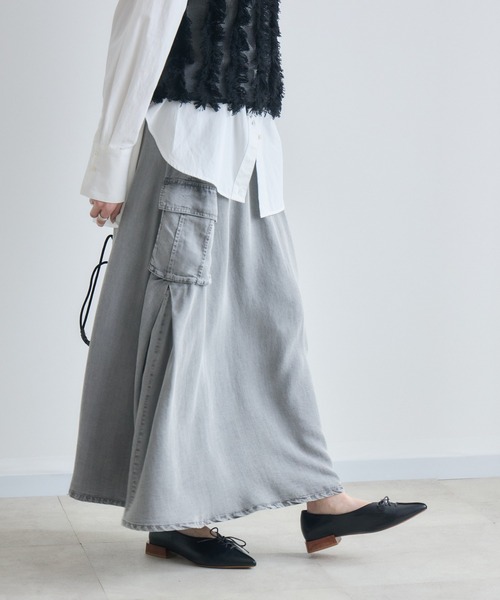 Paradise Picnic(パラダイスピクニック)の「SUGAR ROSE テンセルデニムカーゴスカート(デニムスカート・レディース・グレー・FREE)」の3枚目の写真