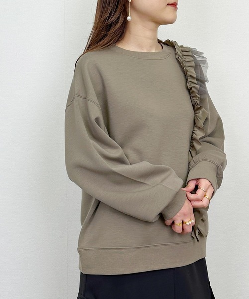 Lo-Fi(ローファイ)の「【WEB限定】ライトダンボールアシメフリルプルオーバー(Tシャツ/カットソー・レディース・グレイッシュベージュ/ブラック・M)」の16枚目の写真