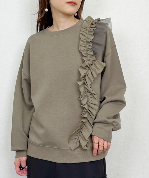 Lo-Fi(ローファイ)の「【WEB限定】ライトダンボールアシメフリルプルオーバー(Tシャツ/カットソー・レディース・グレイッシュベージュ/ブラック・M)」の13枚目の写真