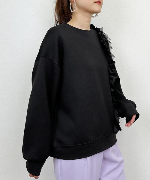 Lo-Fi(ローファイ)の「【WEB限定】ライトダンボールアシメフリルプルオーバー(Tシャツ/カットソー・レディース・グレイッシュベージュ/ブラック・M)」の9枚目の写真