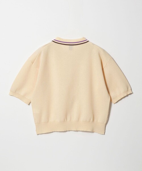 6（ロク）の「＜6(ROKU)＞カラーライン ポロニット（ニット/セーター・レディース・オフホワイト/ブラウン系/オリーブ・FREE）」の9枚目の写真