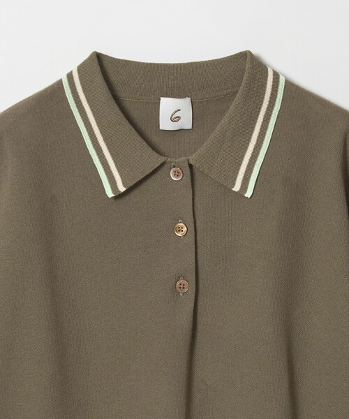 6（ロク）の「＜6(ROKU)＞カラーライン ポロニット（ニット/セーター・レディース・オフホワイト/ブラウン系/オリーブ・FREE）」の21枚目の写真