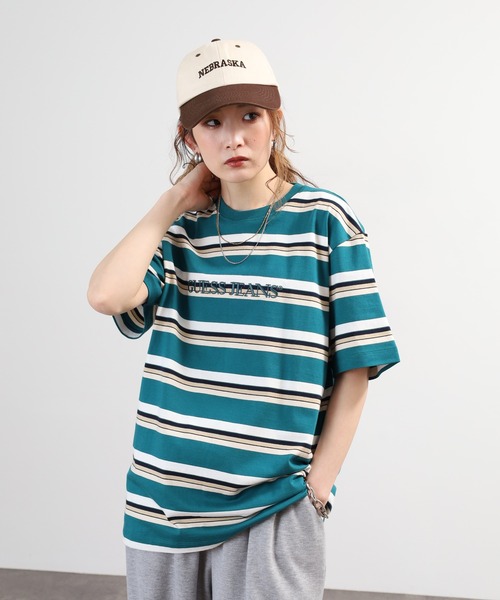 GUESS JEANS(ゲスジーンズ)の「Guess Jeans ボーダー半袖プリントTシャツ(Tシャツ/カットソー・メンズ・グリーン/ブラック・S/M/L/XL)」の7枚目の写真