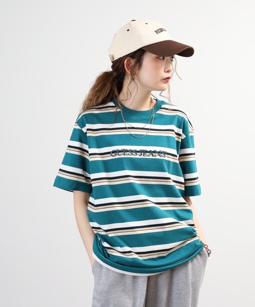GUESS JEANS(ゲスジーンズ)の「Guess Jeans ボーダー半袖プリントTシャツ(Tシャツ/カットソー・メンズ・グリーン/ブラック・S/M/L/XL)」の6枚目の写真