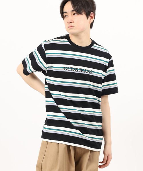 GUESS JEANS(ゲスジーンズ)の「Guess Jeans ボーダー半袖プリントTシャツ(Tシャツ/カットソー・メンズ・グリーン/ブラック・S/M/L/XL)」の14枚目の写真