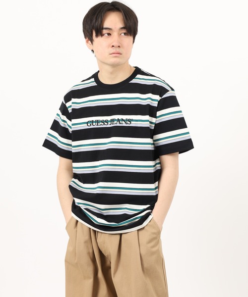 GUESS JEANS(ゲスジーンズ)の「Guess Jeans ボーダー半袖プリントTシャツ(Tシャツ/カットソー・メンズ・グリーン/ブラック・S/M/L/XL)」の13枚目の写真