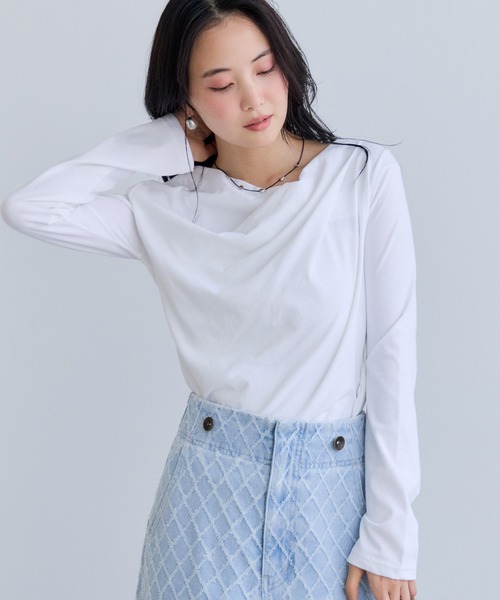 VIS(ビス)の「【WEB限定】長袖ドレープカットソー(Tシャツ/カットソー・レディース・ブラック/キナリ・FREE)」の16枚目の写真