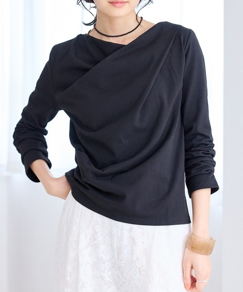 VIS(ビス)の「【WEB限定】長袖ドレープカットソー(Tシャツ/カットソー・レディース・ブラック/キナリ・FREE)」の7枚目の写真