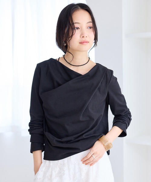 VIS(ビス)の「【WEB限定】長袖ドレープカットソー(Tシャツ/カットソー・レディース・ブラック/キナリ・FREE)」の8枚目の写真