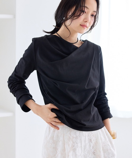 VIS(ビス)の「【WEB限定】長袖ドレープカットソー(Tシャツ/カットソー・レディース・ブラック/キナリ・FREE)」の9枚目の写真