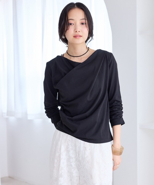 VIS(ビス)の「【WEB限定】長袖ドレープカットソー(Tシャツ/カットソー・レディース・ブラック/キナリ・FREE)」の10枚目の写真