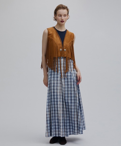 Ameri(アメリ)の「UNEVEN CHECK SPIRAL SKIRT(スカート・レディース・ネイビー/ブルー・MEDIUM/SMALL)」の20枚目の写真