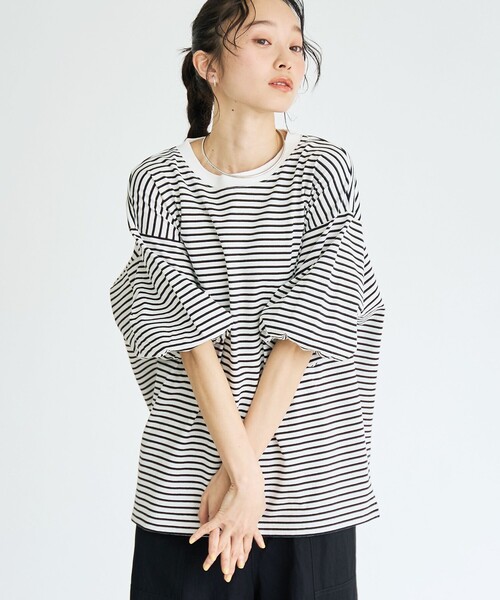 coen(コーエン)の「USAコットン ボリューム スリーブ 半袖Tシャツ(Tシャツ/カットソー・レディース・ダークグレー/クリーム/オフホワイト/その他1・M/L)」の4枚目の写真
