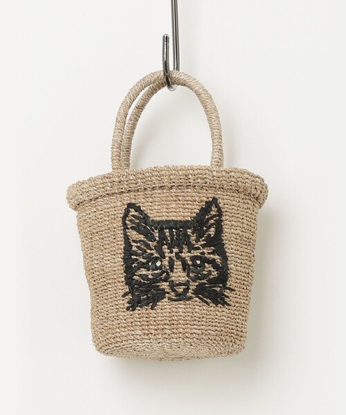 fredy emue（フレディエミュ）の「【BAGMATI/バグマティ】キャット刺繍アバカミニトートバッグ（かごバッグ・レディース・ベージュ/ブラック・FREE）」の6枚目の写真