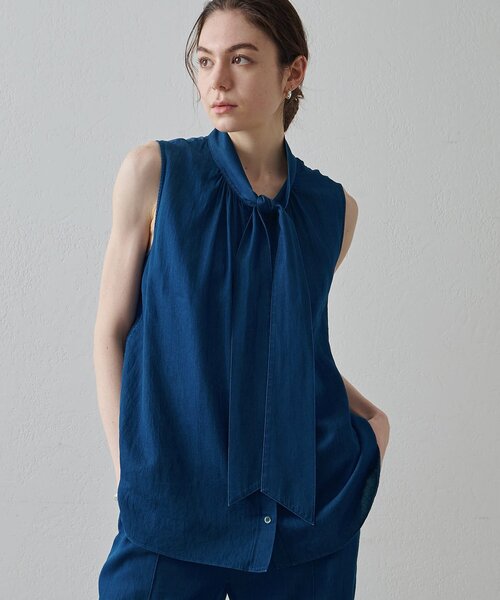 Drawing Numbers(ドローイング ナンバーズ)の「【Drawing Numbers】ソフトデニムボウタイブラウス(シャツ/ブラウス・レディース・ブルー系その他/ネイビー・38)」の2枚目の写真