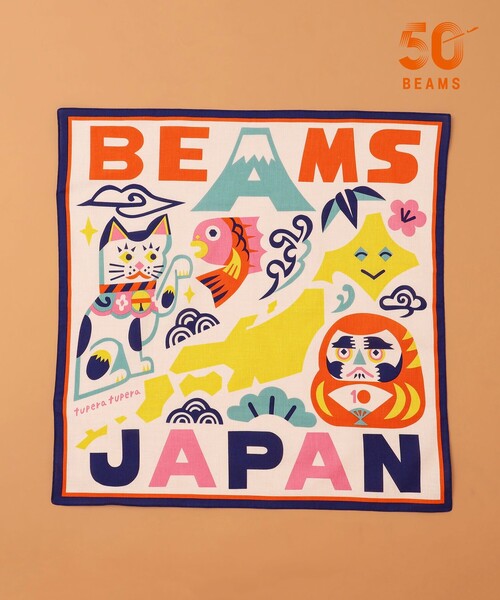BEAMS JAPAN(ビームス ジャパン)の「【BEAMS50周年別注】tupera tupera / ニッポン縁起物コレクション バンダナ(バンダナ/スカーフ・レディース・ホワイト・ONE SIZE)」の1枚目の写真