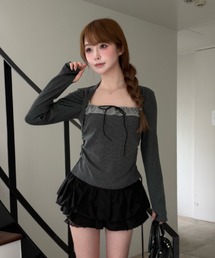 RAY CASSIN | 【ボーダー / チェック】レイヤードボレロT(Tシャツ/カットソー)