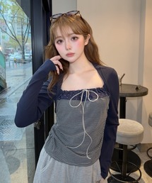 RAY CASSIN | 【ボーダー / チェック】レイヤードボレロT(Tシャツ/カットソー)