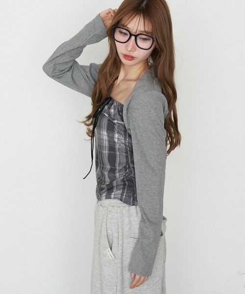 RAY CASSIN（レイカズン）の「【ボーダー / チェック】レイヤードボレロT（Tシャツ/カットソー・レディース・ベージュ系その他2/グレー系その他2/ブラック系その他3/ブルー系その他3・FREE）」の13枚目の写真