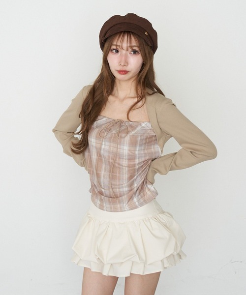 RAY CASSIN（レイカズン）の「【ボーダー / チェック】レイヤードボレロT（Tシャツ/カットソー・レディース・ベージュ系その他2/グレー系その他2/ブラック系その他3/ブルー系その他3・FREE）」の20枚目の写真