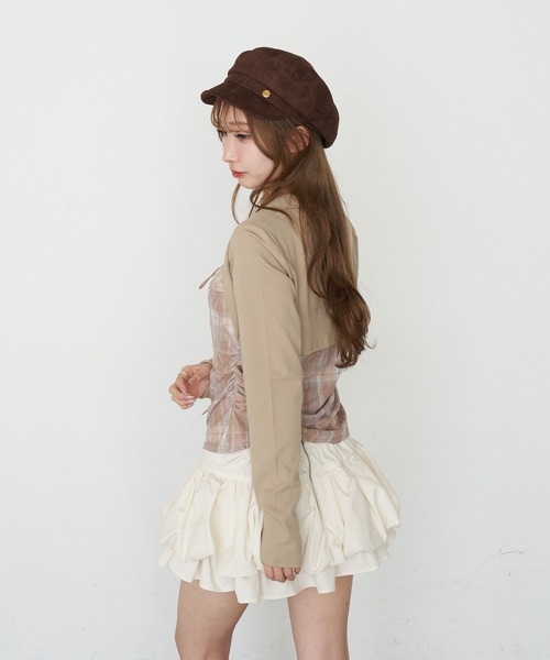 RAY CASSIN（レイカズン）の「【ボーダー / チェック】レイヤードボレロT（Tシャツ/カットソー・レディース・ベージュ系その他2/グレー系その他2/ブラック系その他3/ブルー系その他3・FREE）」の21枚目の写真