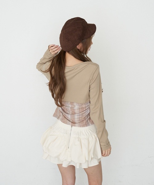 RAY CASSIN（レイカズン）の「【ボーダー / チェック】レイヤードボレロT（Tシャツ/カットソー・レディース・ベージュ系その他2/グレー系その他2/ブラック系その他3/ブルー系その他3・FREE）」の22枚目の写真