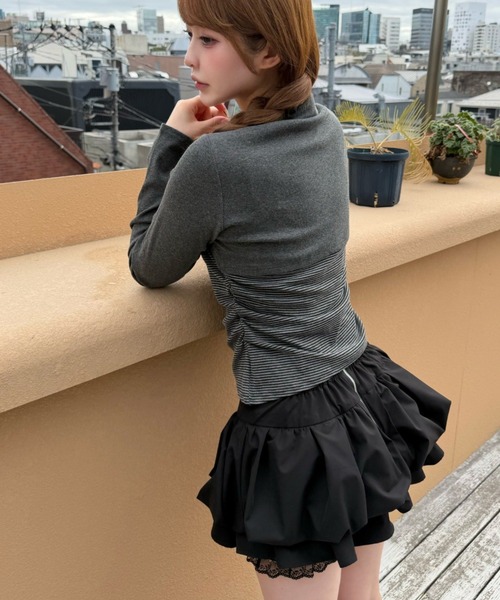 RAY CASSIN（レイカズン）の「【ボーダー / チェック】レイヤードボレロT（Tシャツ/カットソー・レディース・ベージュ系その他2/グレー系その他2/ブラック系その他3/ブルー系その他3・FREE）」の11枚目の写真