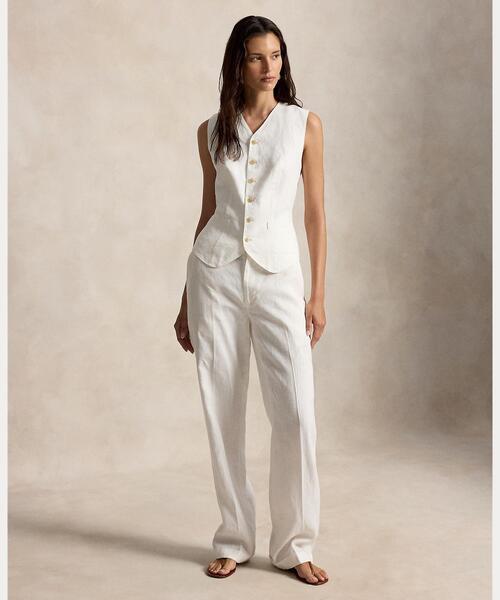 POLO RALPH LAUREN（ポロ ラルフ ローレン）の「ボタンド リネン ベスト（ベスト・レディース・ホワイト・2/0/4/6/8）」の6枚目の写真