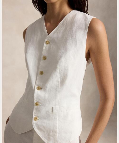 POLO RALPH LAUREN（ポロ ラルフ ローレン）の「ボタンド リネン ベスト（ベスト・レディース・ホワイト・2/0/4/6/8）」の8枚目の写真