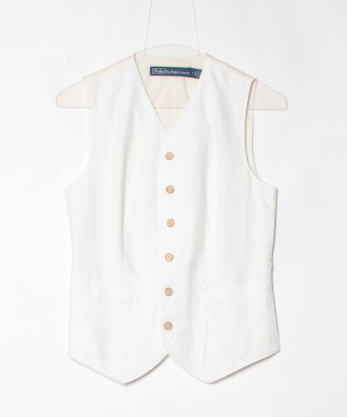 POLO RALPH LAUREN（ポロ ラルフ ローレン）の「ボタンド リネン ベスト（ベスト・レディース・ホワイト・2/0/4/6/8）」の2枚目の写真
