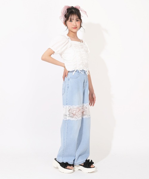 PINKHUNT(ピンクハント)の「PINKHUNT フロントシャーリングシャツ 1509K(シャツ/ブラウス・キッズ・ブラック/ホワイト・160cm/150cm/130cm/120cm/140cm)」の5枚目の写真