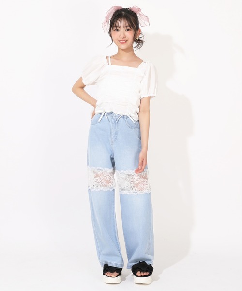PINKHUNT(ピンクハント)の「PINKHUNT フロントシャーリングシャツ 1509K(シャツ/ブラウス・キッズ・ブラック/ホワイト・160cm/150cm/130cm/120cm/140cm)」の6枚目の写真