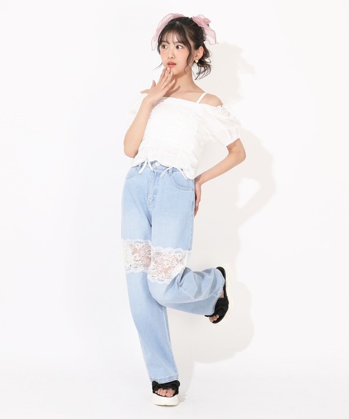 PINKHUNT(ピンクハント)の「PINKHUNT フロントシャーリングシャツ 1509K(シャツ/ブラウス・キッズ・ブラック/ホワイト・160cm/150cm/130cm/120cm/140cm)」の8枚目の写真