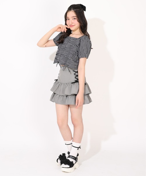 PINKHUNT(ピンクハント)の「PINKHUNT フロントシャーリングシャツ 1509K(シャツ/ブラウス・キッズ・ブラック/ホワイト・160cm/150cm/130cm/120cm/140cm)」の10枚目の写真