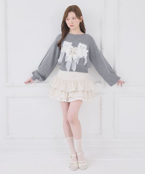MAJESTIC LEGON(マジェスティックレゴン)の「異素材ティアードミニスカパン(スカート・レディース・グレー/キャメル/アイボリー・MEDIUM)」の11枚目の写真