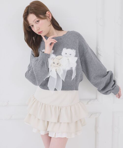 MAJESTIC LEGON(マジェスティックレゴン)の「異素材ティアードミニスカパン(スカート・レディース・グレー/キャメル/アイボリー・MEDIUM)」の12枚目の写真