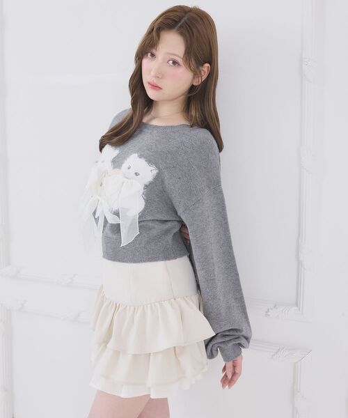 MAJESTIC LEGON(マジェスティックレゴン)の「異素材ティアードミニスカパン(スカート・レディース・グレー/キャメル/アイボリー・MEDIUM)」の13枚目の写真