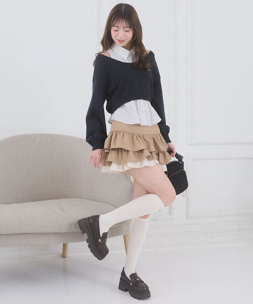 MAJESTIC LEGON(マジェスティックレゴン)の「異素材ティアードミニスカパン(スカート・レディース・グレー/キャメル/アイボリー・MEDIUM)」の15枚目の写真