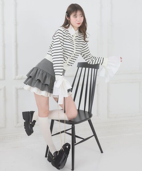 MAJESTIC LEGON(マジェスティックレゴン)の「異素材ティアードミニスカパン(スカート・レディース・グレー/キャメル/アイボリー・MEDIUM)」の17枚目の写真