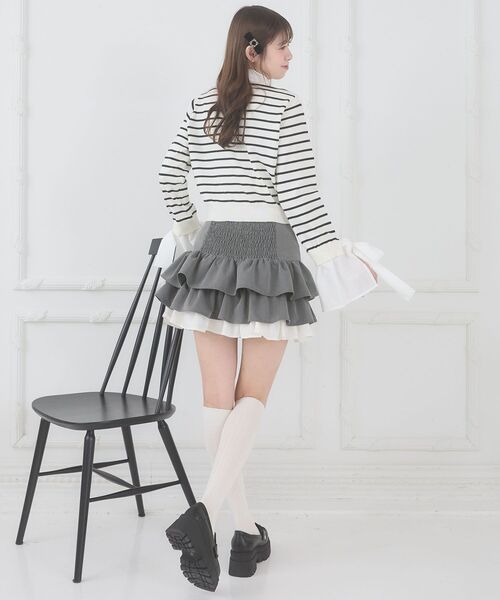 MAJESTIC LEGON(マジェスティックレゴン)の「異素材ティアードミニスカパン(スカート・レディース・グレー/キャメル/アイボリー・MEDIUM)」の18枚目の写真