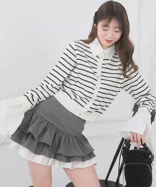 MAJESTIC LEGON(マジェスティックレゴン)の「異素材ティアードミニスカパン(スカート・レディース・グレー/キャメル/アイボリー・MEDIUM)」の19枚目の写真